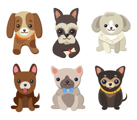 Dogs and Puppies Set Poster Vector Illustration