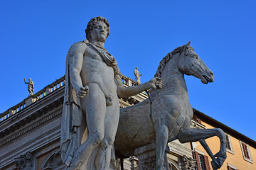 Fototapeta na wymiar Rome. Panorama, statues and details of Piazza of Campidoglio.