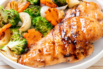 griled chicken breast steak with vegetable