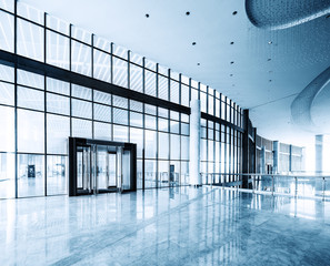 modern business hall interior with glass wall