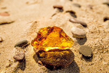 Amber on a beach of the Baltic Sea