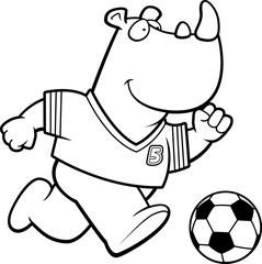 Cartoon Rhino Soccer
