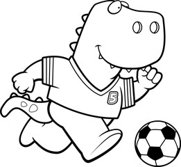 Cartoon T Rex Soccer