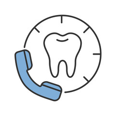 Making appointment with dentist color icon