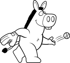 Fototapeta na wymiar Cartoon Donkey Baseball
