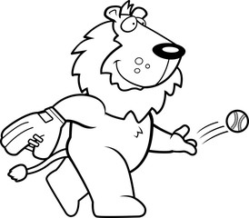 Cartoon Lion Baseball