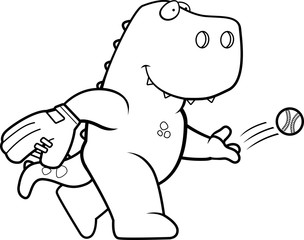 Cartoon Dinosaur Baseball