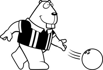 Cartoon Beaver Bowling
