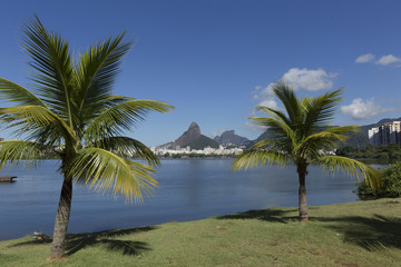 Fototapeta na wymiar Rodrigo de Freitas Lagoon in Rio de Janeiro Brazil.