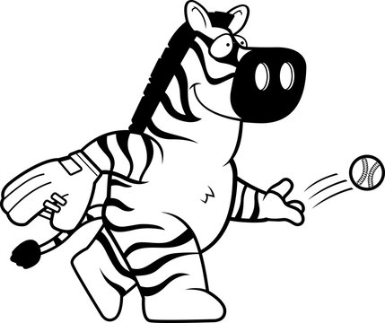 Cartoon Zebra Baseball