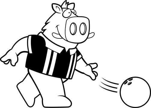 Cartoon Boar Bowling