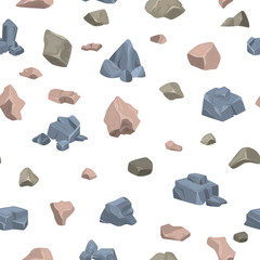 Stone rock vector rockstone of rocky mountain in Rockies mountainous cliff with stony geological materials and stoniness minerals illustration set seamless pattern background