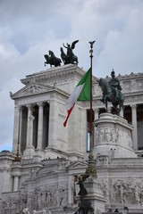 Fototapeta na wymiar The Altare della Patria or Il Vittoriano, is a monument built in honor of Victor Emmanuel, the first king of a unified Italy, located in Rome. Partial view