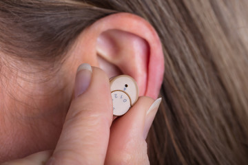 Fototapeta premium Woman Wearing Hearing Aid