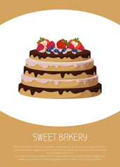 Sweet Bakery with Fruits, Vector Illustration