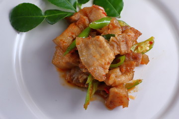 spicy pork with curry in thai food
