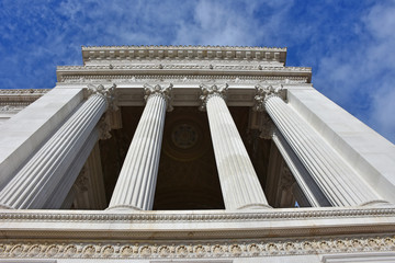 The Altare della Patria or Il Vittoriano, is a monument built in honor of Victor Emmanuel, the first king of a unified Italy, located in Rome. Partial view.