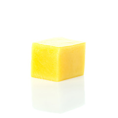 mango slice cubes isolated on white background