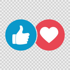 Fototapeta premium Like hand icon and heart icon