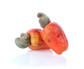 Cashew fruit (Anacardium occidentale) isolated on white background