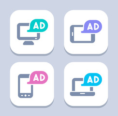 Ads On Devices - LED Duo Icons . A set of professional, pixel-perfect icons.