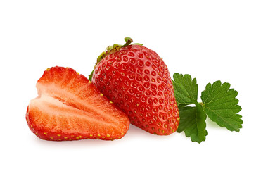 ripe strawberry on white background
