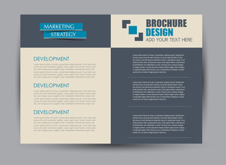 Obraz premium Flyer, brochure, billboard template design landscape orientation for education, presentation, website. Blue color. Editable vector illustration.
