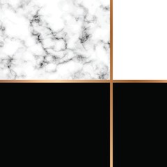 Vector marble texture design with golden geometric lines, black and white marbling surface, modern luxurious background, vector illustration