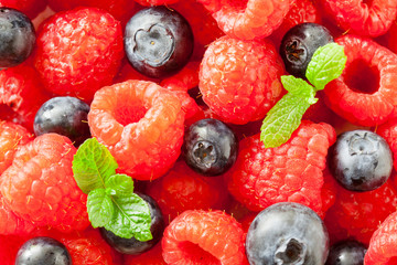 Raspberries And Blueberries