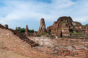 The remain of the central pagoda at Wat MahaThat, Ayutthaya city, Thailand