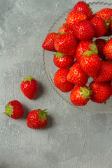 Fresh strawberries on a glas plate, plateau. Isolated.