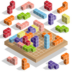 Tetris. Isometry. Vector illustration.