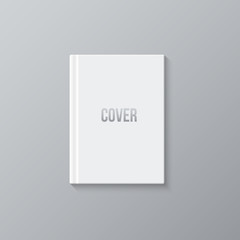 Book cover mock up. Vector white book isolated on gray background.