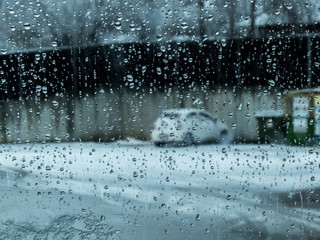 Rainy car window