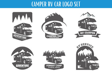 RV Camper Adventure Logo Designs Template Set