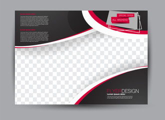 Flyer, brochure, billboard template design landscape orientation for business, education, school, presentation, website. Black and red color. Editable vector illustration.