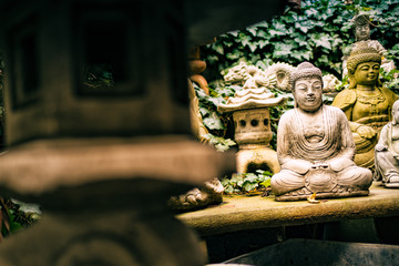 Peeking at the Buddha from behind the wisdom lantern.