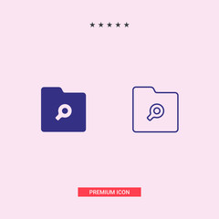 Flat Search concept with folder icon,c omputing, data and information