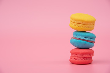 French macaroons with old vintage style present for sweet dessert on snack for happy meal and free time