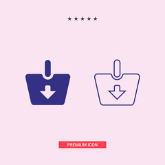 Add to Shopping Cart icon with down arrow, vector