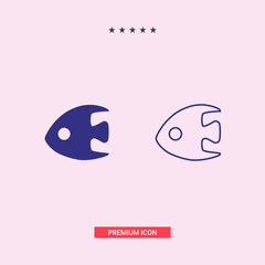 Fish line icon, outline and solid vector sign, linear pictogram isolated on white