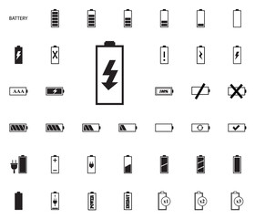 Battery vector illustration icons set.