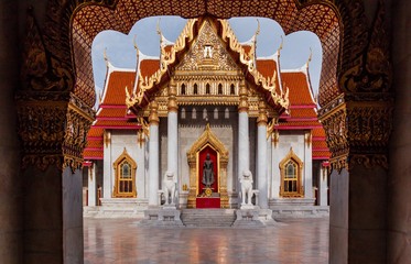 Marble Temple one of famous temple in Thailand
