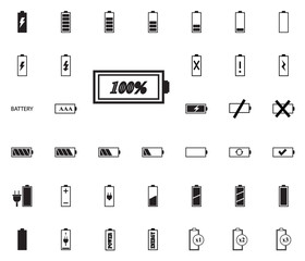 Battery vector illustration icons set.