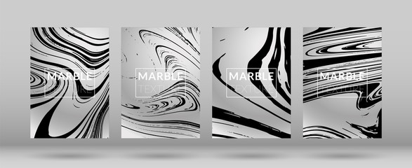 Set of  Covers with Gold Marble Texture. Gradient Vector Marble. Marble Textured Cool Cover, Party Flyers, Business Card, Poster Design, Futurist Title Page.