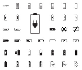 Battery vector illustration icons set.