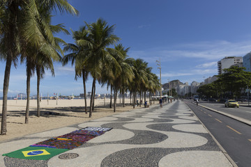 Leme and Copacabana beach in Rio de Janeiro Brazil.