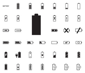 Battery vector illustration icons set.