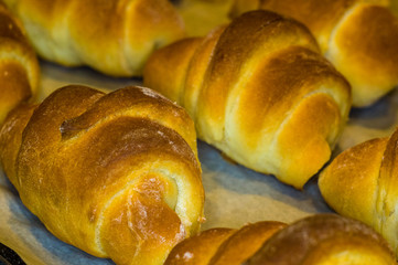 Homemade croissants with sweet filling