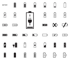 Battery vector illustration icons set.